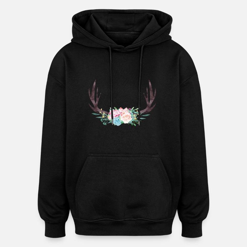 wreath_77A - Oversized Unisex Hoodie - black