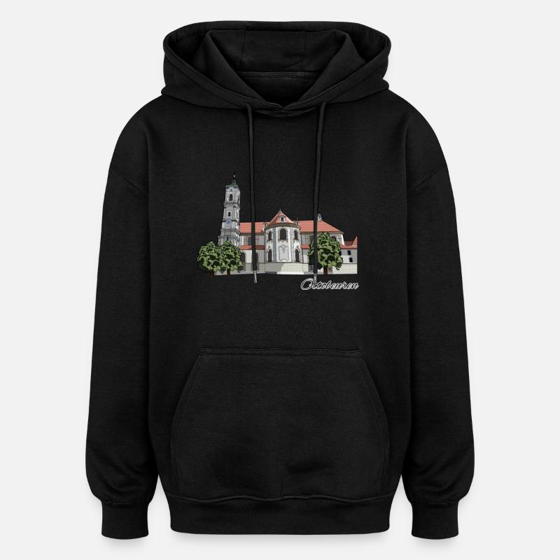 Abbaye bénédictine // Ottobeuren // Illustration - Sweat à capuche oversize unisexe - noir