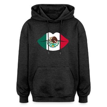 Kiss Mexico - Sweat à capuche oversize unisexe - charbon - Devant - Noah (186cm)