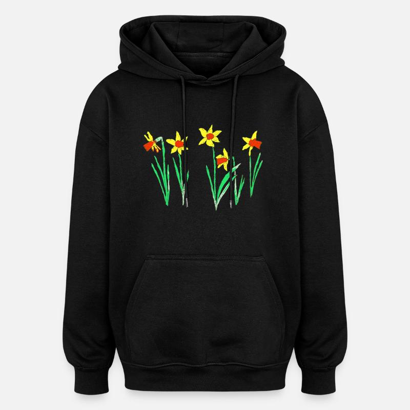 Jonquilles - Sweat à capuche oversize unisexe - noir