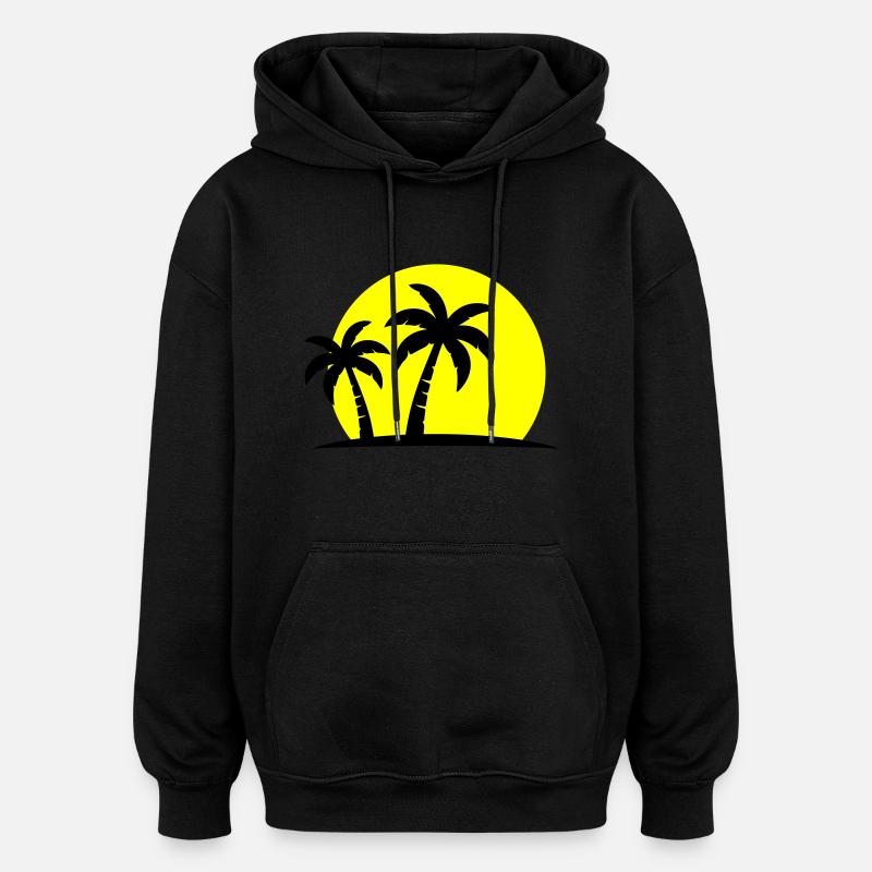 Palm Tree Beach Sunset Holiday - Sweat à capuche oversize unisexe - noir