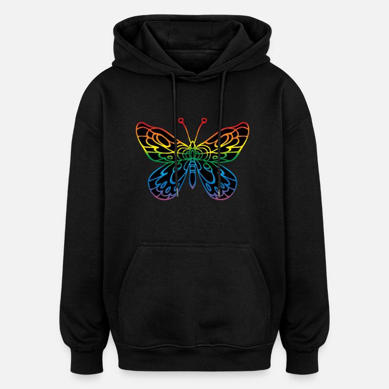 Papillon - Sweat à capuche oversize unisexe - noir