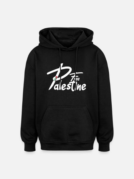 Free palestine text - Oversized Unisex Hoodie - black