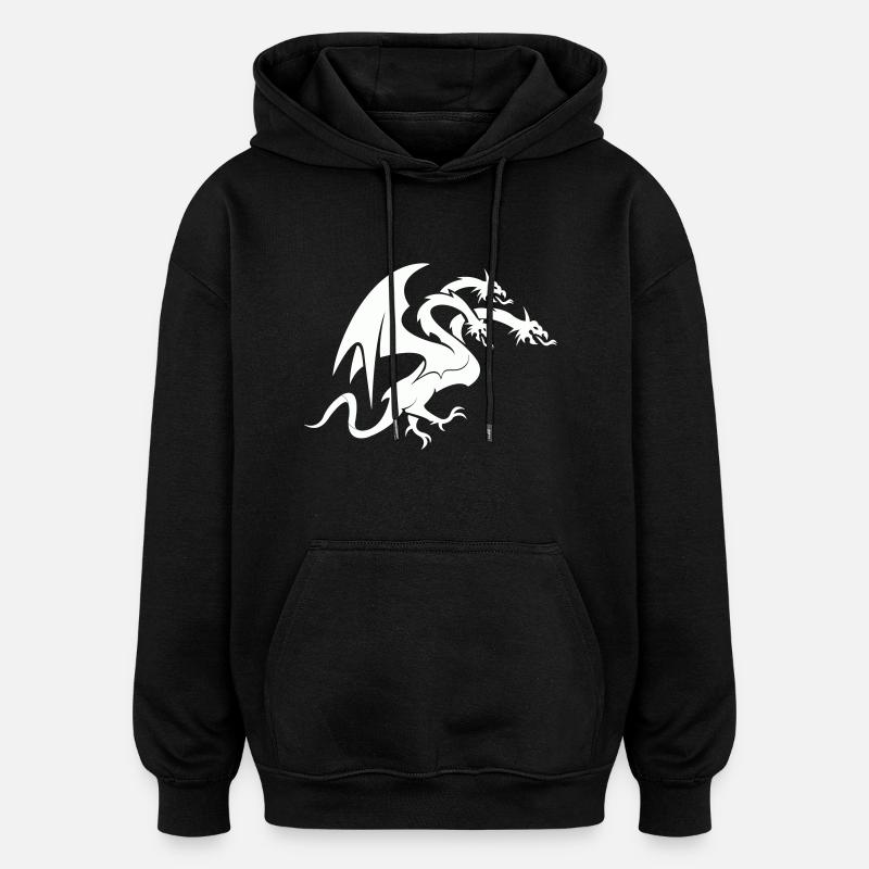 Tête de dragon 3 - Sweat à capuche oversize unisexe - noir