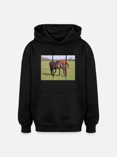 Pferde - Sweat à capuche oversize unisexe - noir
