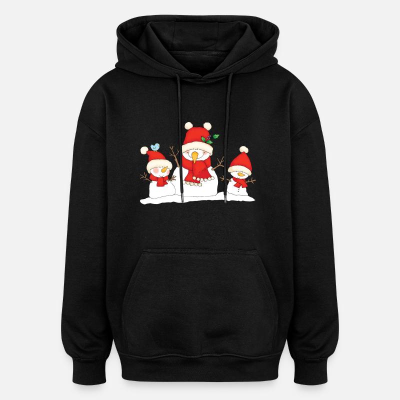 Christmas snowmen. - Sweat à capuche oversize unisexe - noir