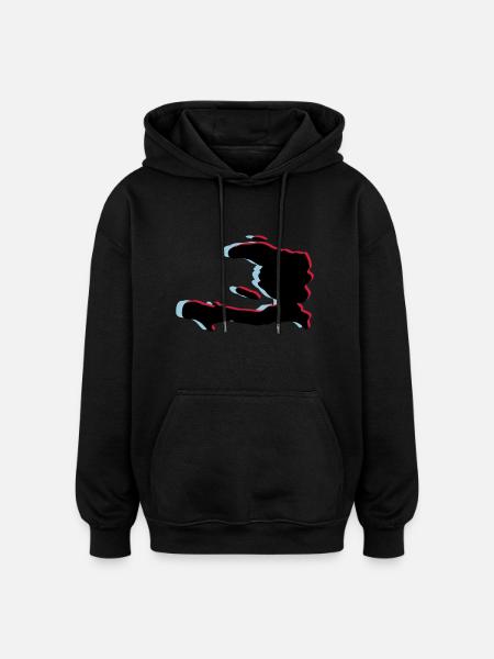 3d anaglyph HAITI green - Oversized Unisex Hoodie - black