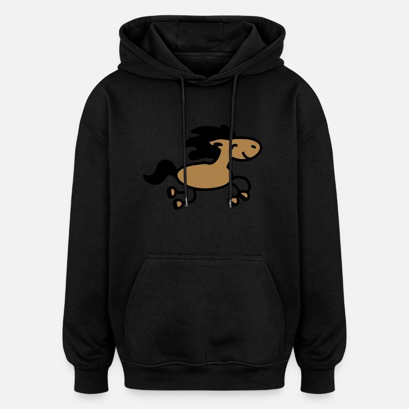 Cheval saute 2 - Sweat à capuche oversize unisexe - noir