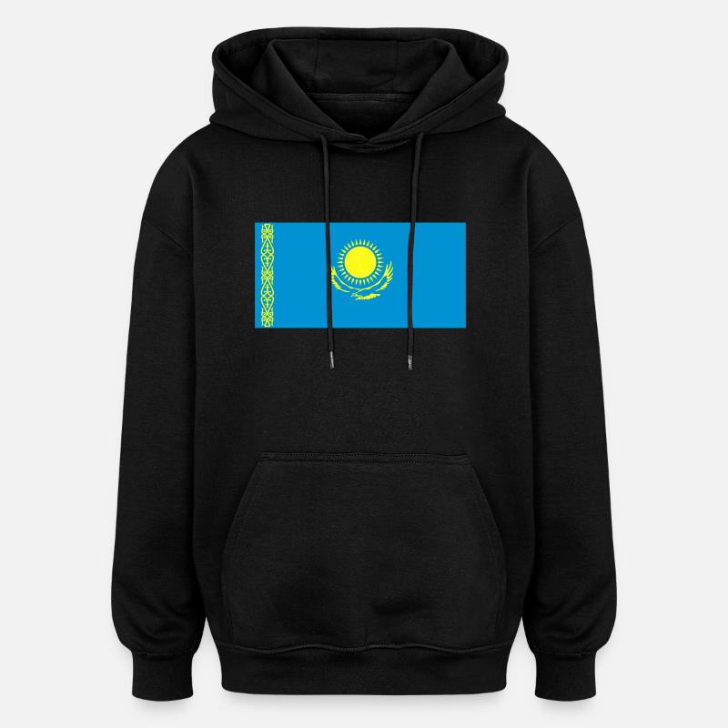 kazakstan flag - Sweat à capuche oversize unisexe - noir