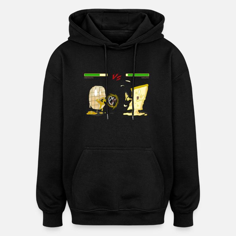 tartiflette vs raclette - Sweat à capuche oversize unisexe - noir