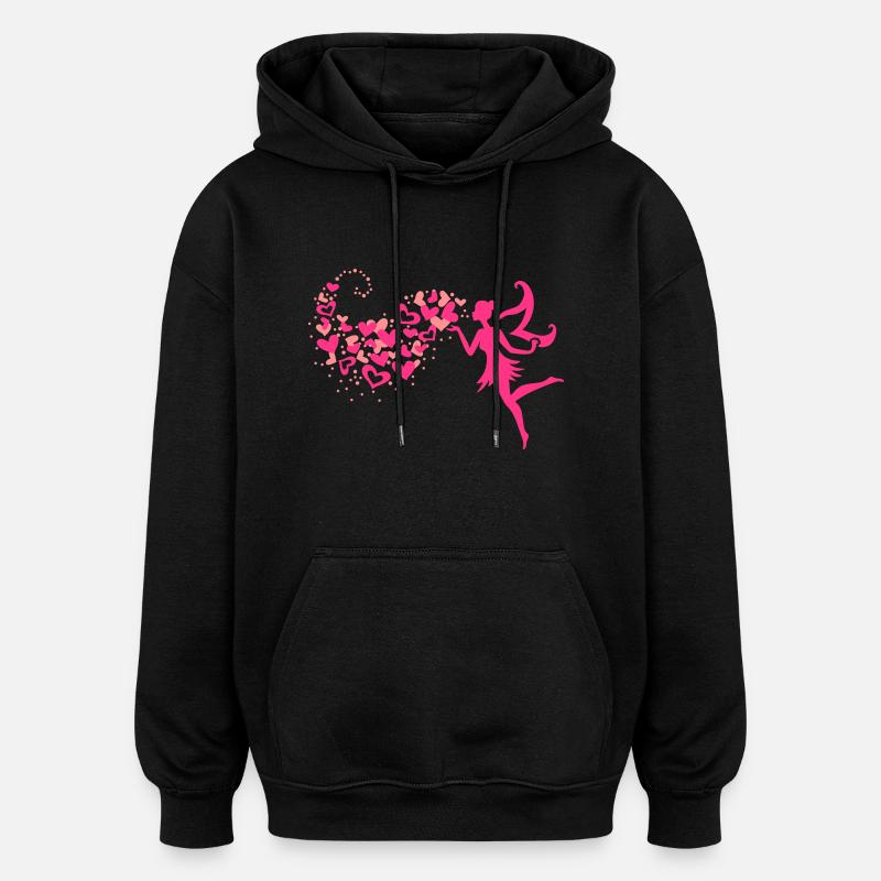 Amour féerique - Sweat à capuche oversize unisexe - noir