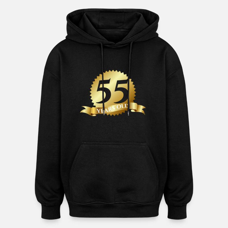 55e anniversaire: 55 ans - Sweat à capuche oversize unisexe - noir