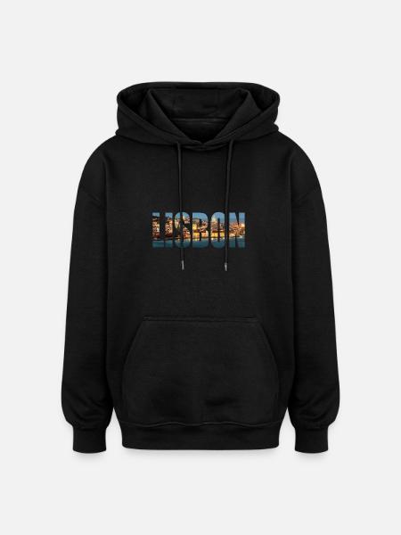 LISBON PORTUGAL - Oversize unisex hoodie - sort