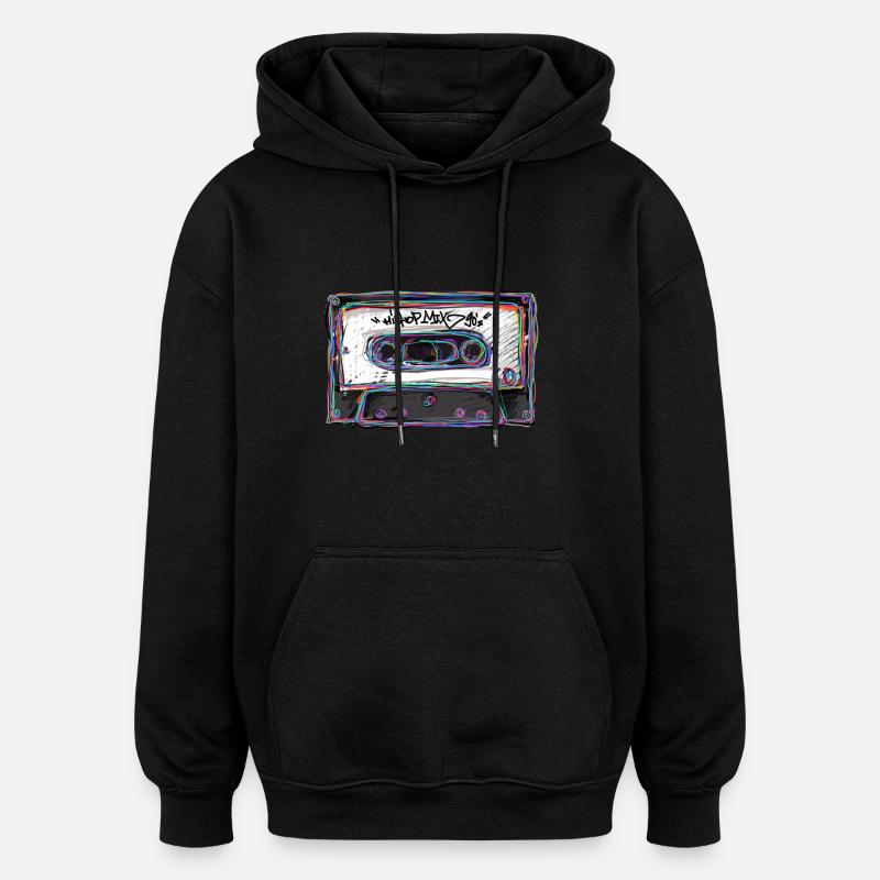 Kassette HipHop 90s - Oversized Unisex Hoodie - Schwarz
