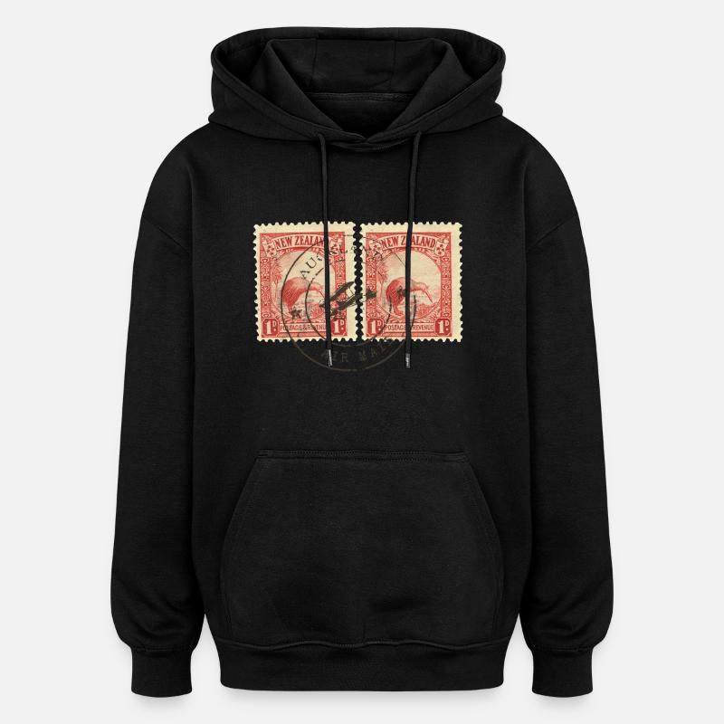 Kiwi stamps - Sweat à capuche oversize unisexe - noir