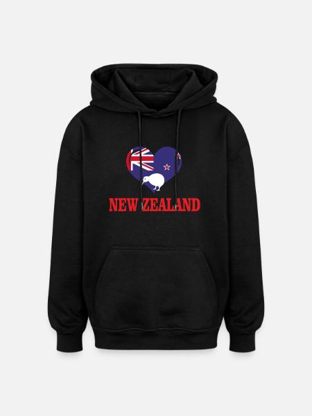 New Zealand - Oversized Unisex Hoodie - Schwarz