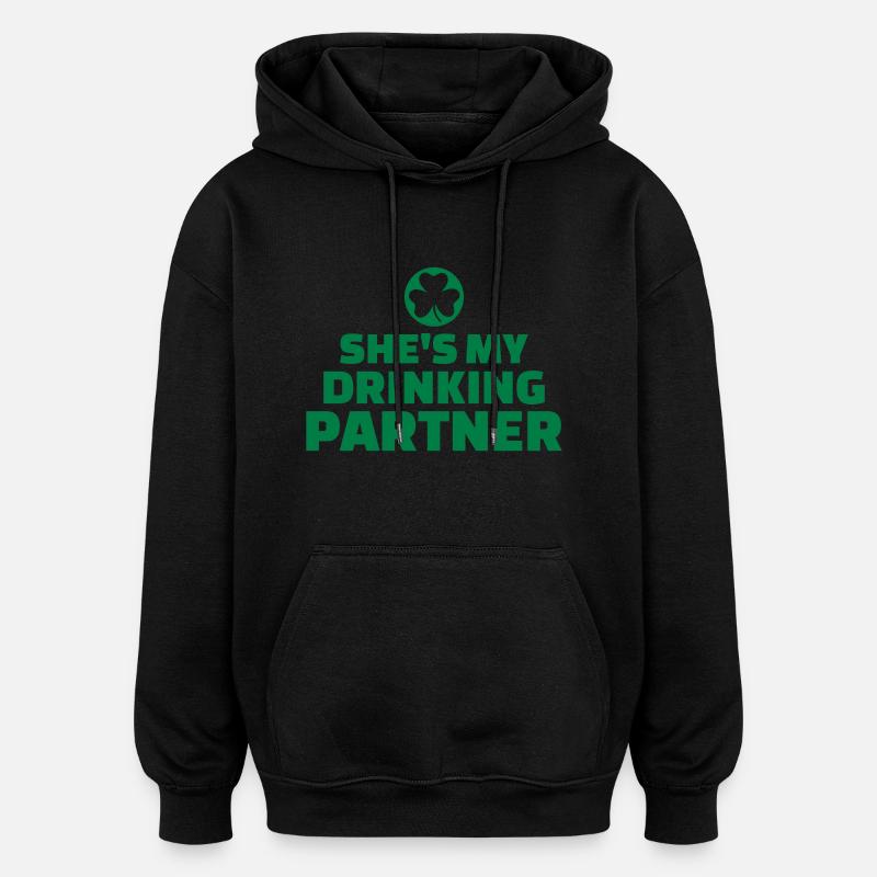 Drinking partner - Sweat à capuche oversize unisexe - noir