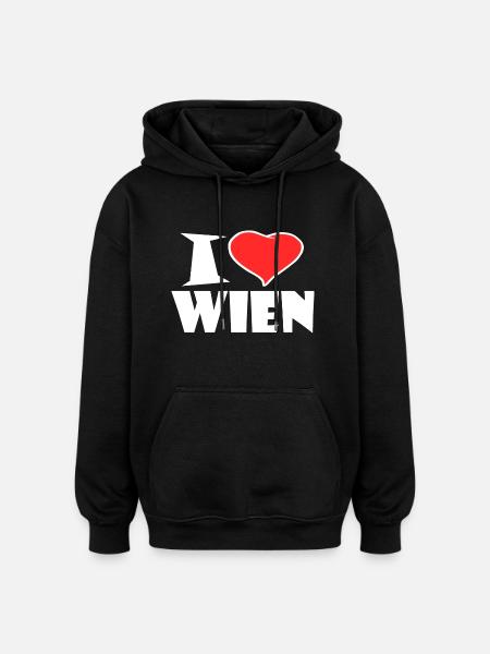 J'aime Vienne - Sweat à capuche oversize unisexe - noir