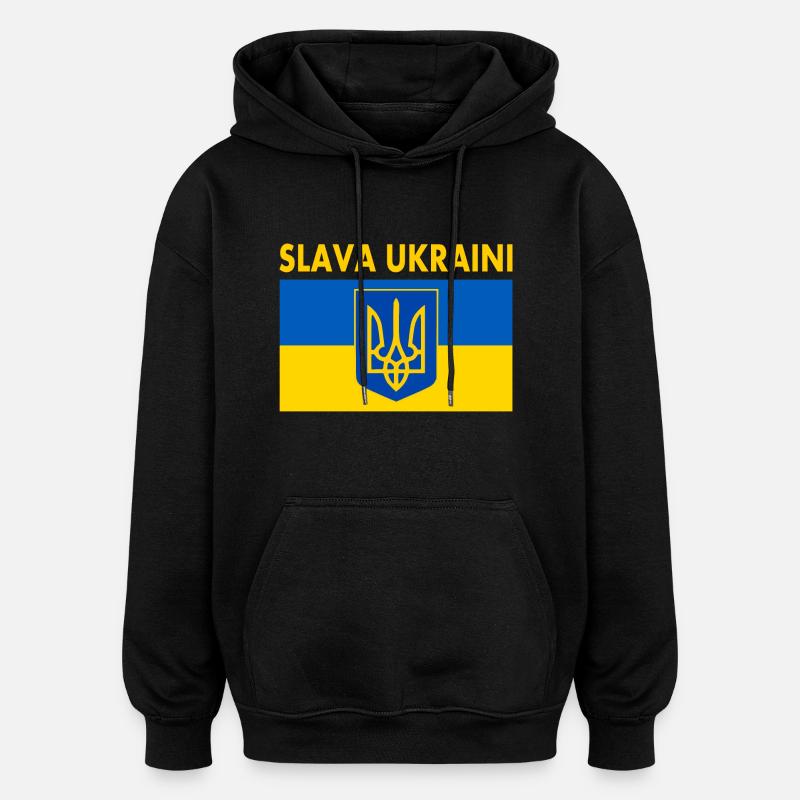 Slava ukraini - Sweat à capuche oversize unisexe - noir