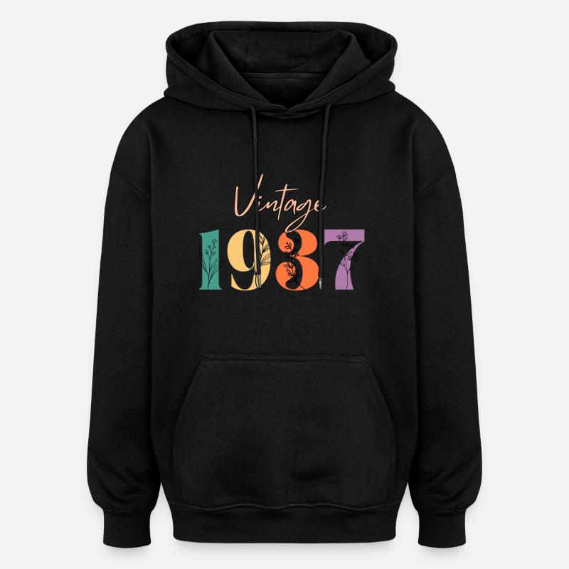 Jahrgang 1937 Blumen - Oversized Unisex Hoodie - Schwarz