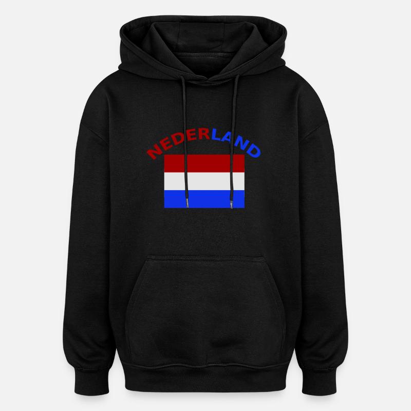 Hollande, Pays-Bas, drapeau, drapeau - Sweat à capuche oversize unisexe - noir