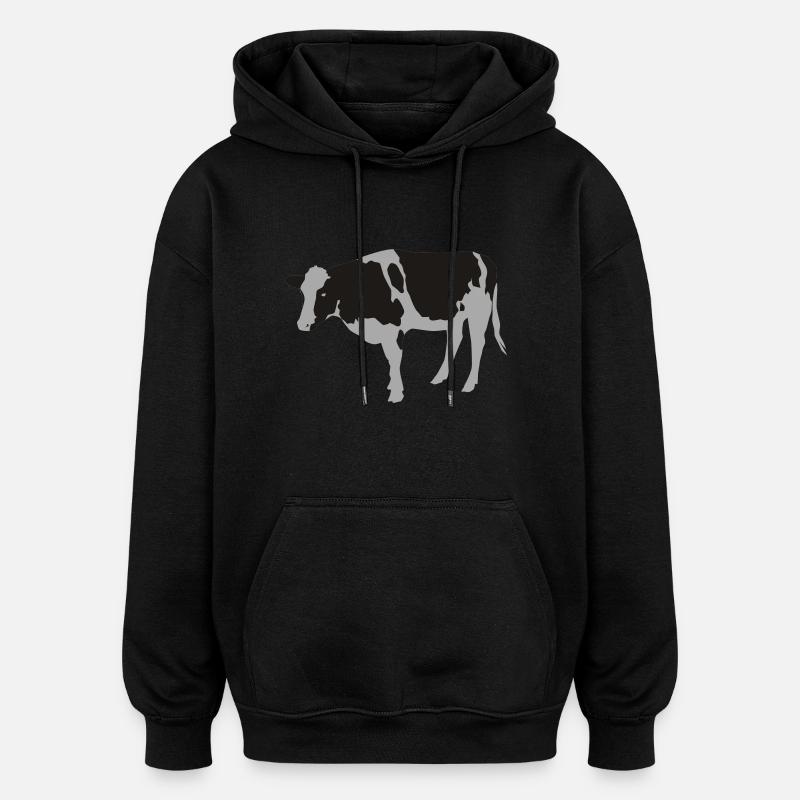 la vache - Sweat à capuche oversize unisexe - noir