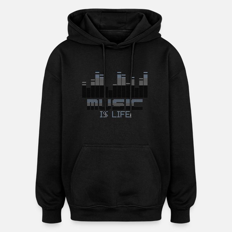 equalizer music is life - Sweat à capuche oversize unisexe - noir