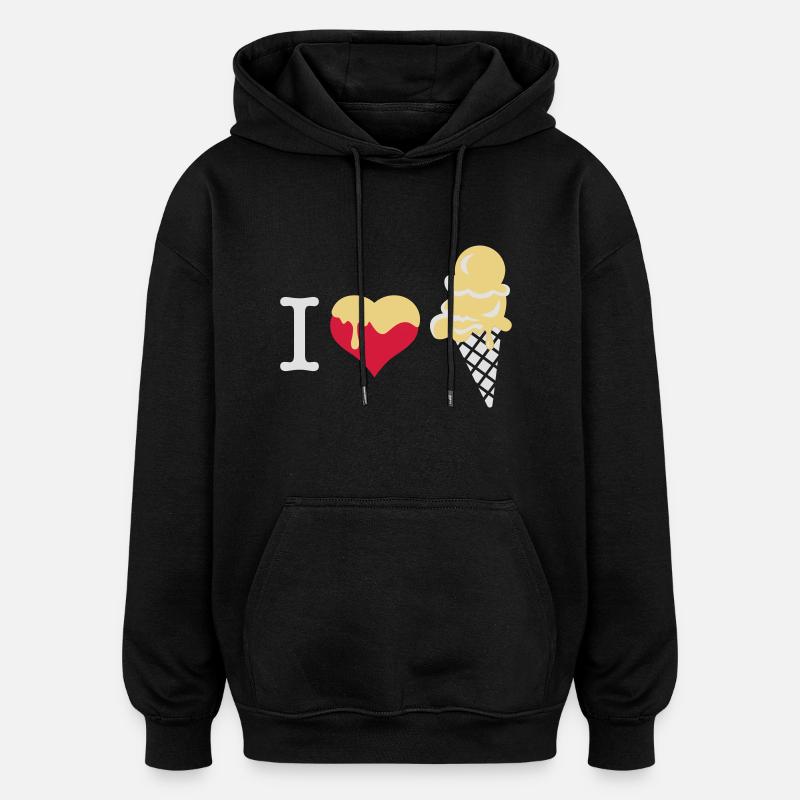 J'aime la crème glacée - Sweat à capuche oversize unisexe - noir