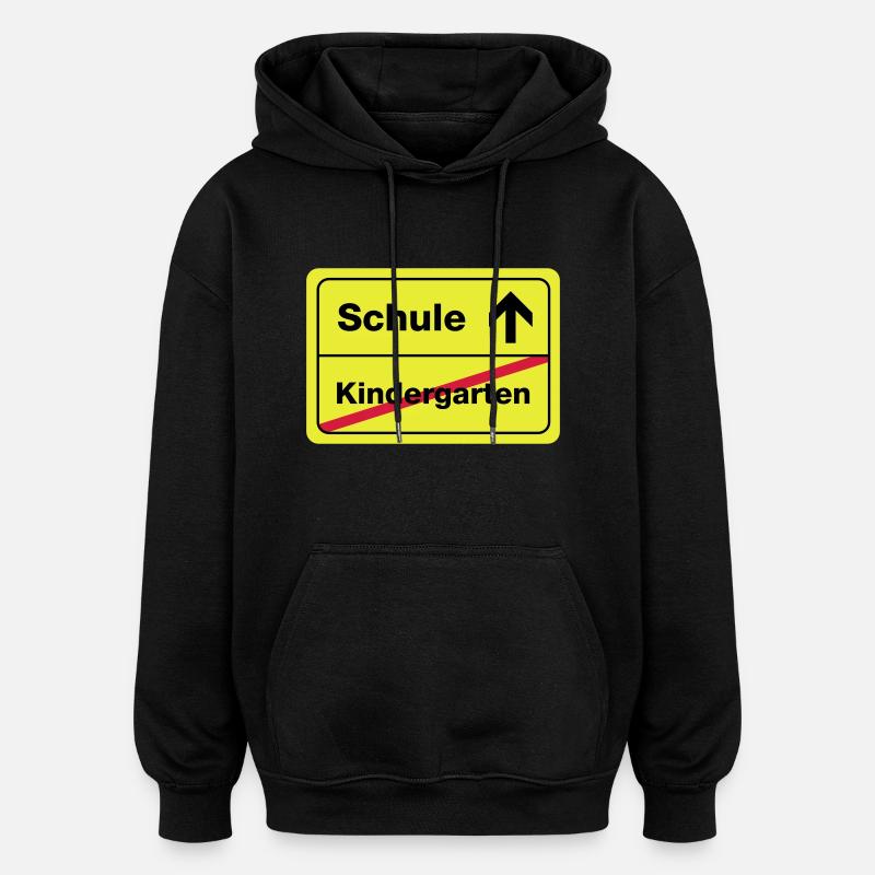école maternelle, - Sweat à capuche oversize unisexe - noir
