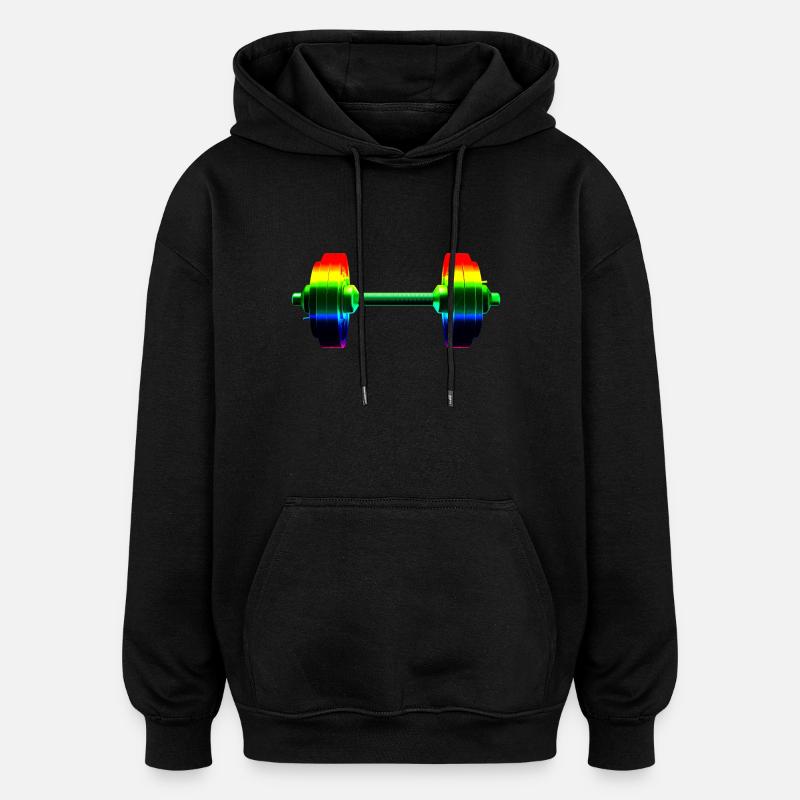 Regenbogen Hantel - Oversized Unisex Hoodie - Schwarz