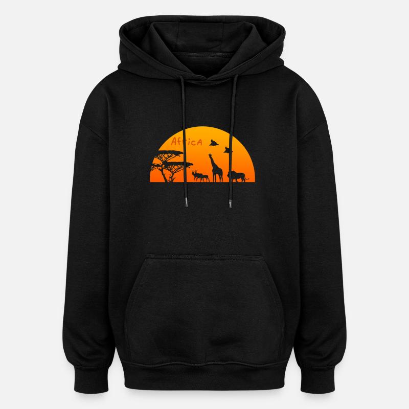 Conception de l'Afrique - Sweat à capuche oversize unisexe - noir