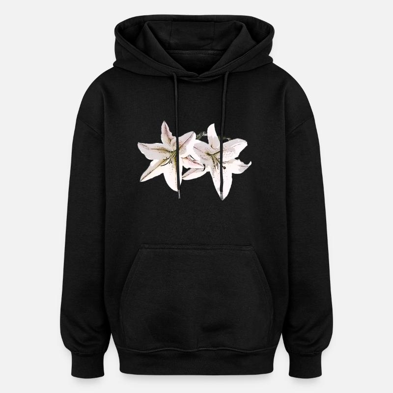 Lily / Lilium / Lily - Sweat à capuche oversize unisexe - noir