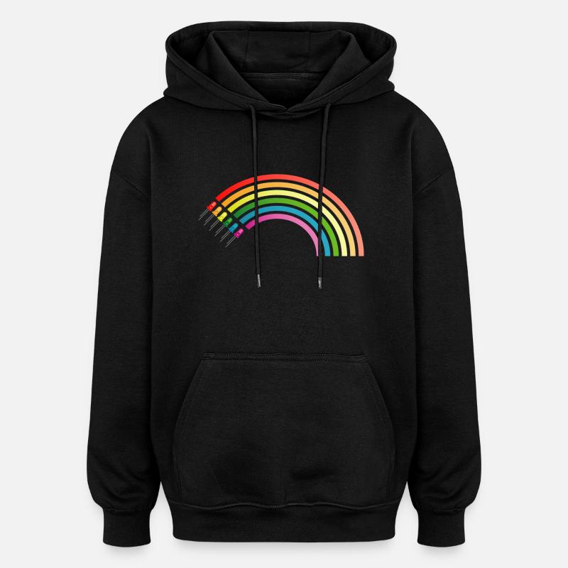 Arc-en-ciel - Sweat à capuche oversize unisexe - noir