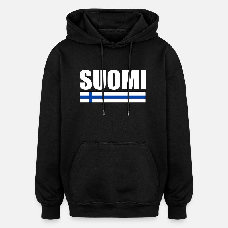 Suomi - Sweat à capuche oversize unisexe - noir