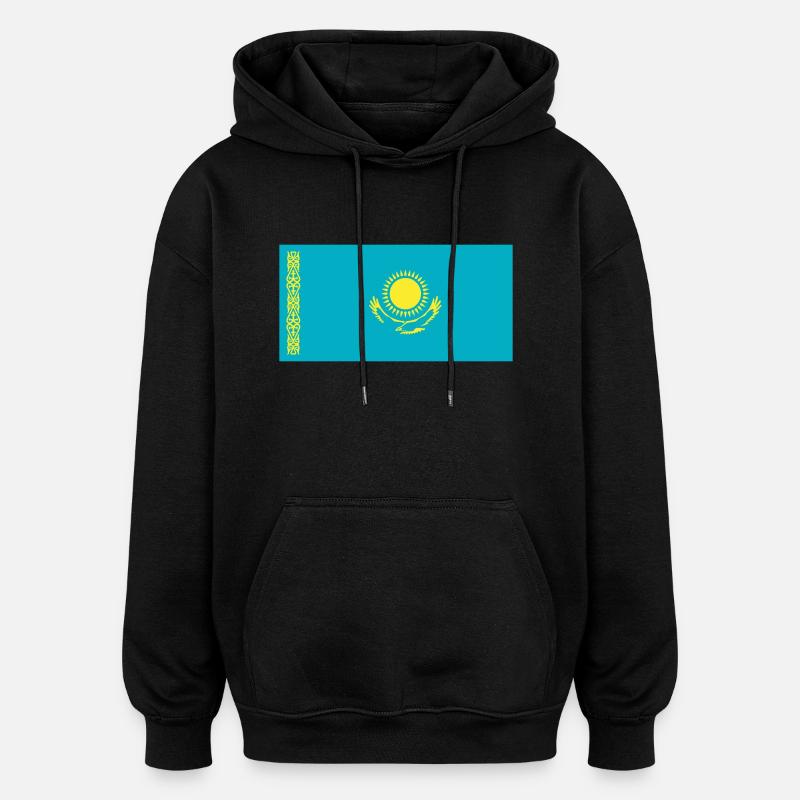 Kazakhstan Flag / Drapeau Kazakhstan - Sweat à capuche oversize unisexe - noir
