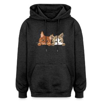 Niedliche zwei Katzen spähen - Oversized Unisex Hoodie - Anthrazit - Vorne - Noah (186cm)