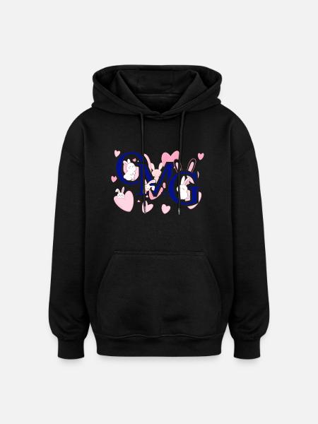 Omg pink - Oversized Unisex Hoodie - black