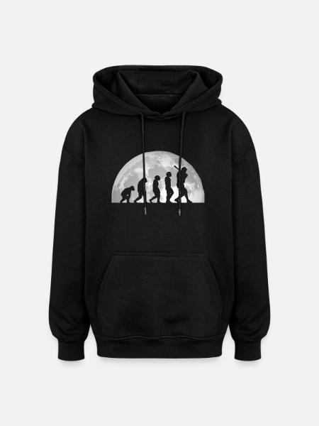 Baseball Player Evolution Baseball - Oversized Unisex Hoodie - black