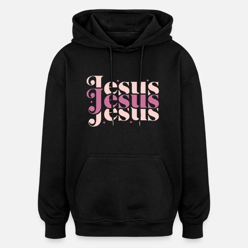 Jésus - Sweat à capuche oversize unisexe - noir