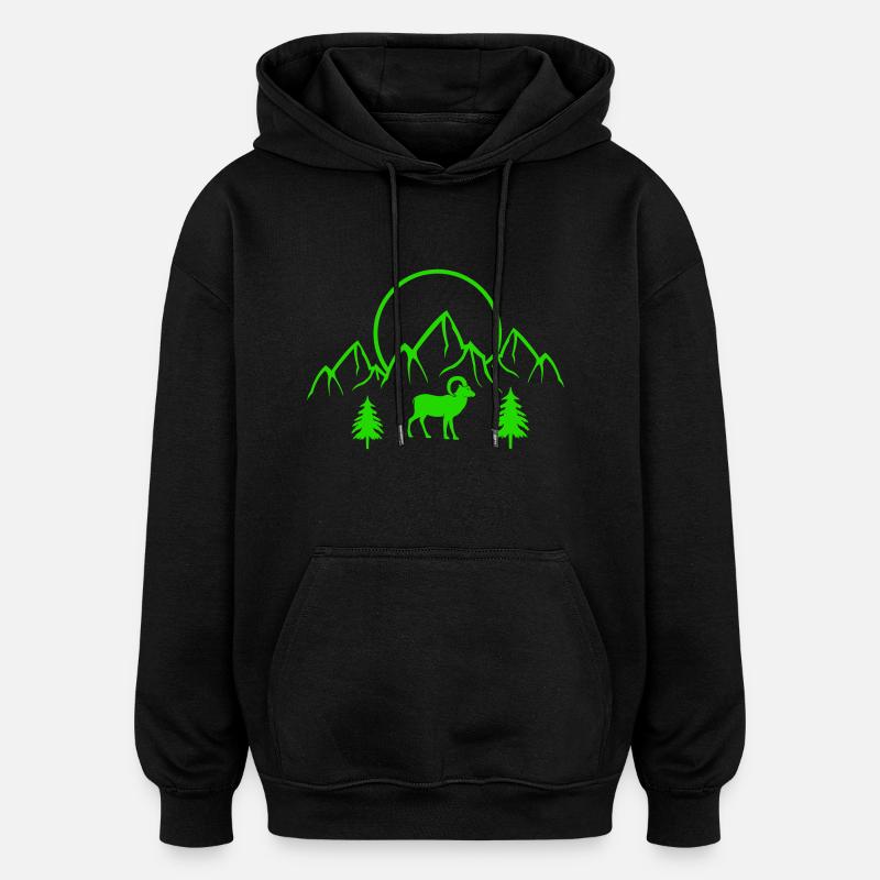 Ram Mountains Nature - Sweat à capuche oversize unisexe - noir