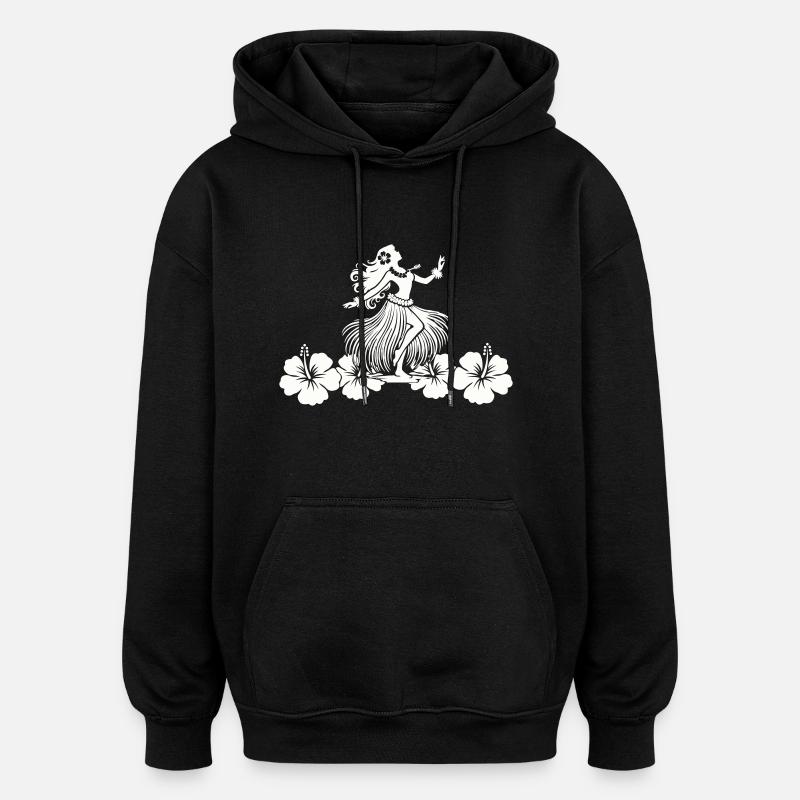 Hawaii Woman Hibiscus - Oversized Unisex Hoodie - black