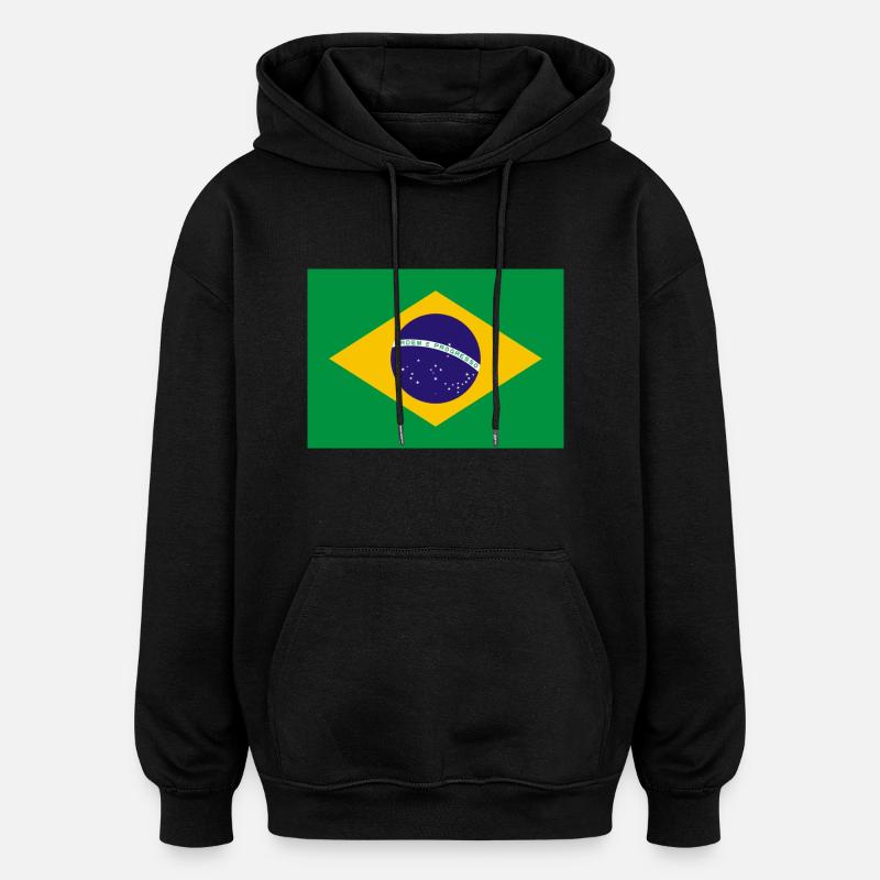Brésil drapeau bannière - Sweat à capuche oversize unisexe - noir