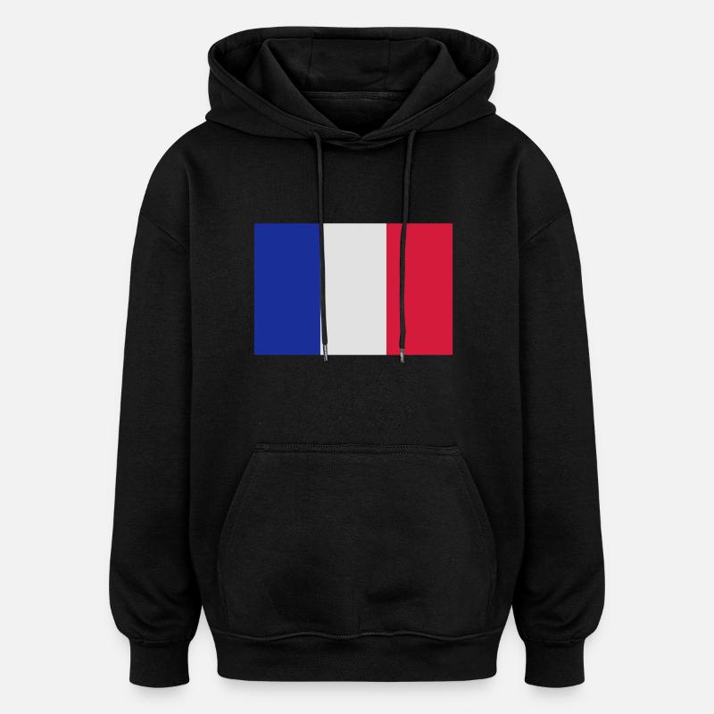 French Flag - Sweat à capuche oversize unisexe - noir