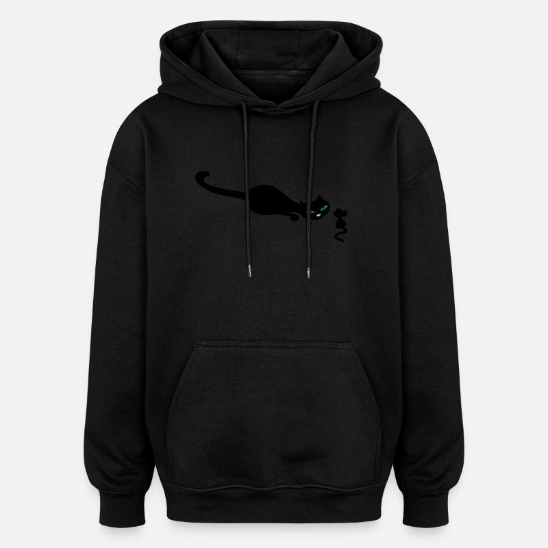 Chat rétro et la souris - Sweat à capuche oversize unisexe - noir