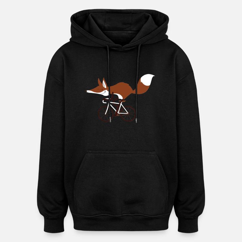 Cycling fox - Sweat à capuche oversize unisexe - noir