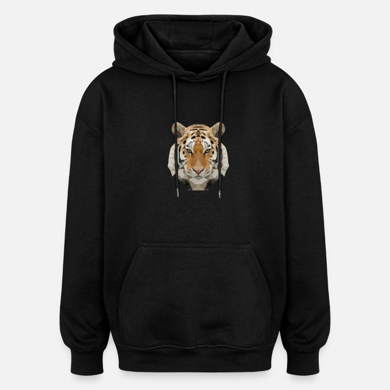 Low Poly Tiger - Oversized Unisex Hoodie - Schwarz