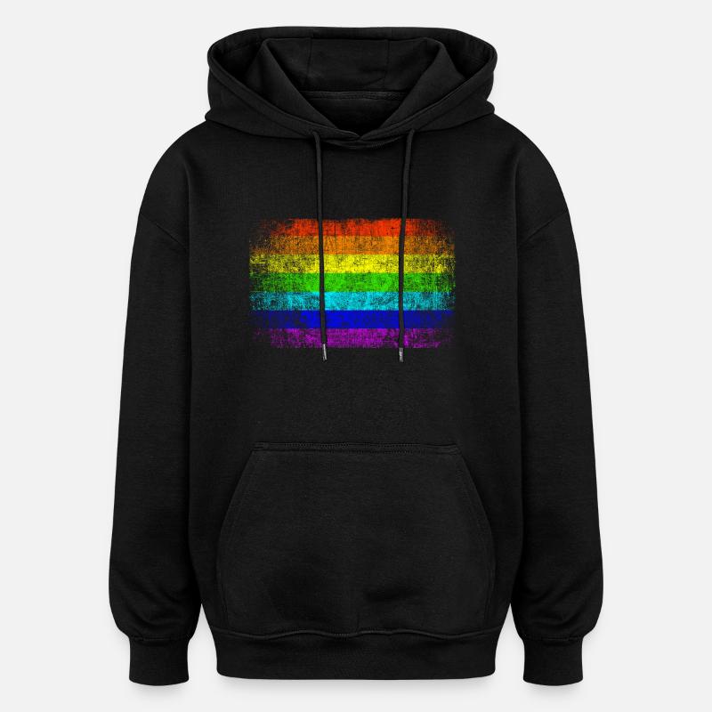 Peace Regenbogen Flagge - Oversized Unisex Hoodie - Schwarz