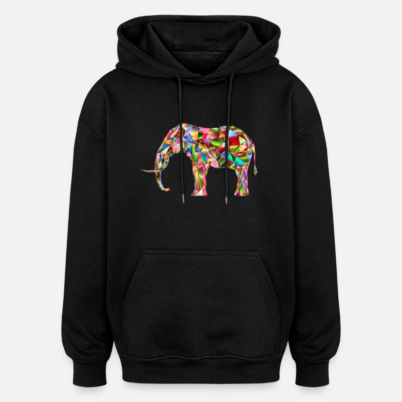 éléphant - Sweat à capuche oversize unisexe - noir
