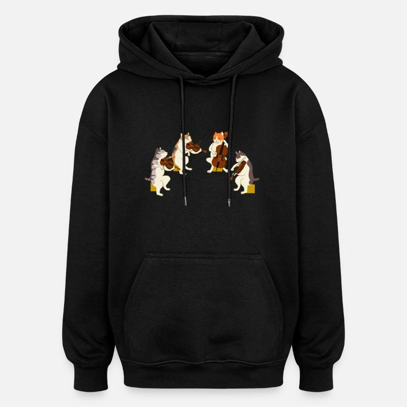 Quatuor de chats - Sweat à capuche oversize unisexe - noir