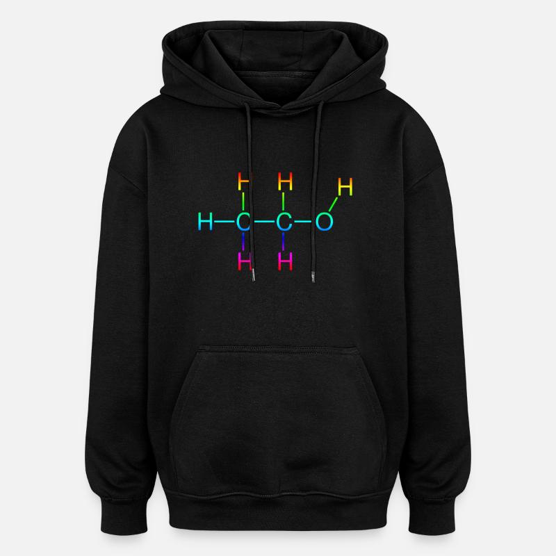 Ethanol Alcohol structural formula - Oversized Unisex Hoodie - black